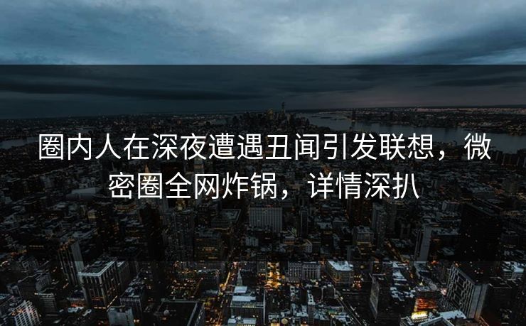 圈内人在深夜遭遇丑闻引发联想，微密圈全网炸锅，详情深扒
