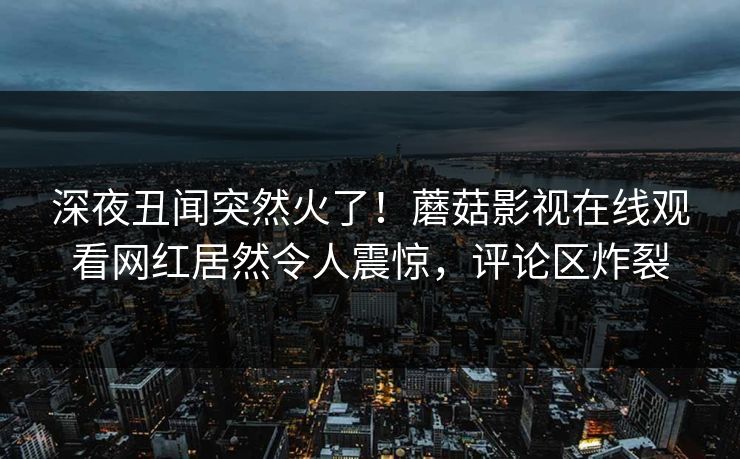 深夜丑闻突然火了！蘑菇影视在线观看网红居然令人震惊，评论区炸裂