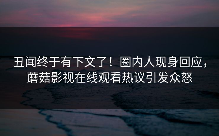 丑闻终于有下文了！圈内人现身回应，蘑菇影视在线观看热议引发众怒