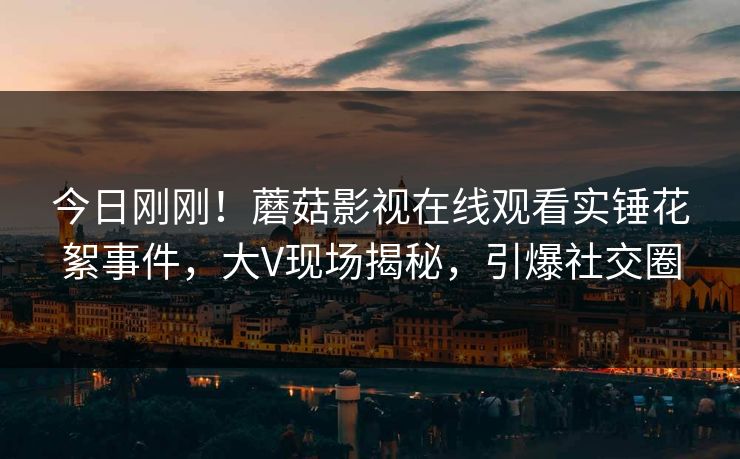 今日刚刚！蘑菇影视在线观看实锤花絮事件，大V现场揭秘，引爆社交圈